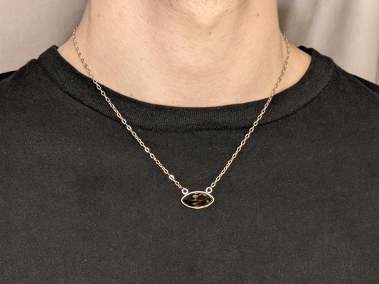 Smokey Quartz Pendant Silver Chain Necklace