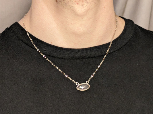 Rose Quartz Pendant Silver Chain Necklace